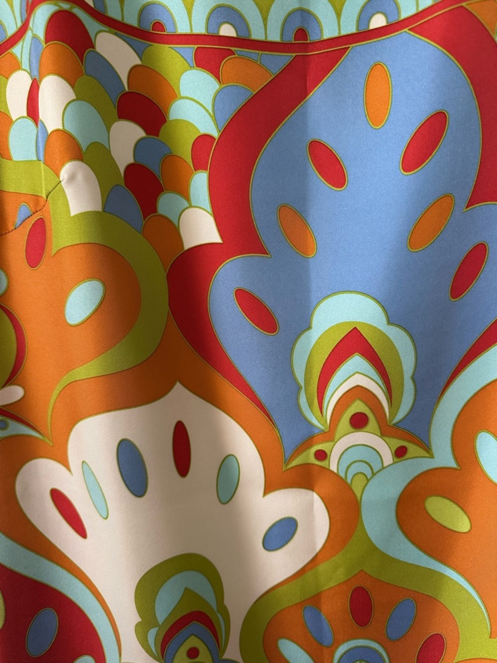 J. McLaughlin Multicolor Psychedelic Silk Mini Dress — Lime, Orange, Blue, Red - Picture 2 of 8